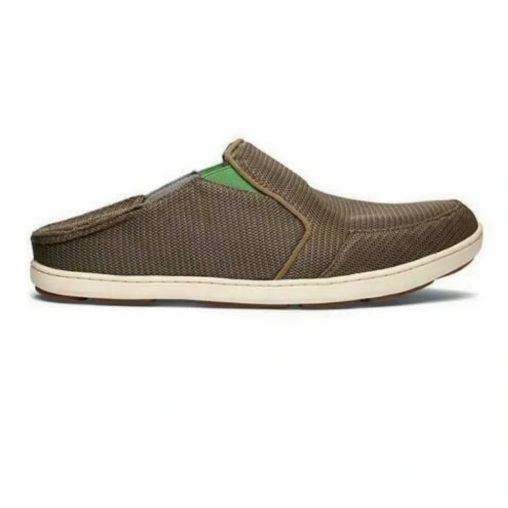OluKai Nohea Mesh Men's Slip On Casual Loafer Shoes Size 11 Gray Brown/Green